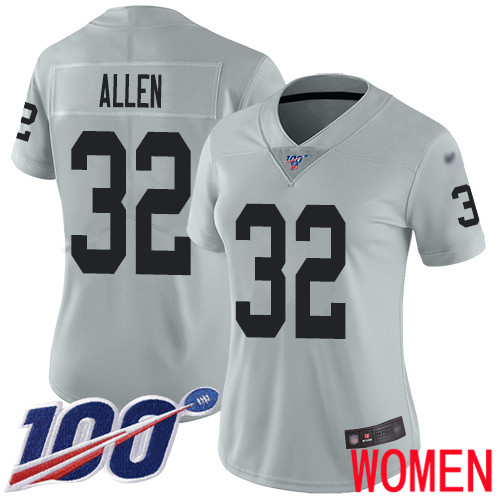 Oakland Raiders Limited Silver Women Marcus Allen Jersey NFL Football #32 100th Season Inverted Jersey->women nfl jersey->Women Jersey